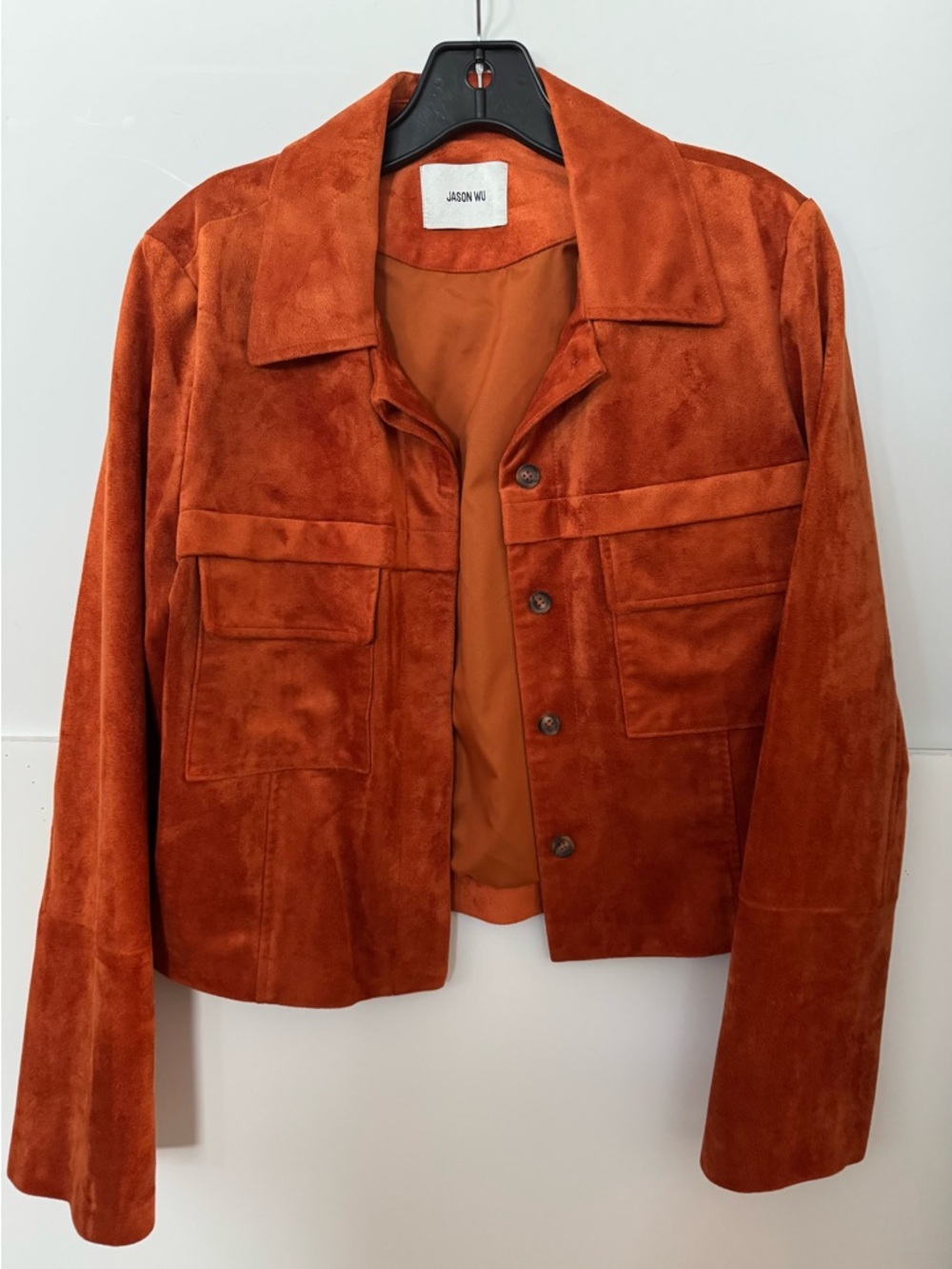 Jason Wu Rust Faux Suede Jacket with Chest Pockets